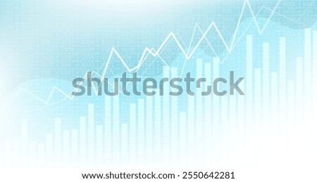 Abstract infographic visualization. Financial chart with uptrend line graphs and candlesticks. Futuristic network or business analytics. Graphic concept for your design.