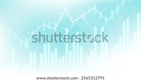 Abstract infographic visualization. Financial chart with uptrend line graphs and candlesticks. Futuristic network or business analytics. Graphic concept for your design.