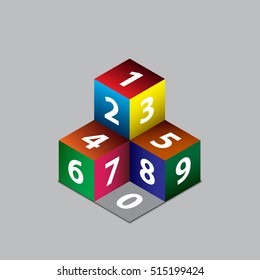 Abstract infographics with 3d colorful blocks. Vector illustration.