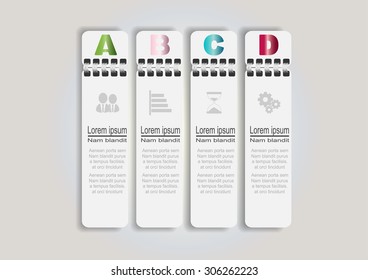Abstract infographics 3D digital number options 
template notepad isolated on white vector. Vector illustration 
