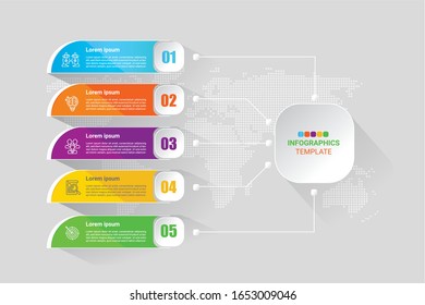 Abstract infographics 5 number options template. Vector illustration. Can be used for workflow layout, diagram, business step options, banner, web design

