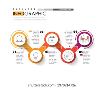 Abstract infographics 5 options template. Vector illustration