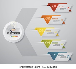 Abstract Infographics 5 steps banner design elements. 5 step layout template. EPS10.