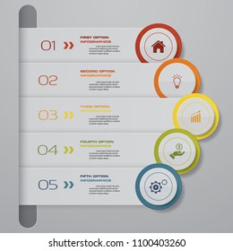 Abstract Infographics 5 steps banner design elements. 5 step layout template. EPS10.