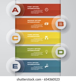 Abstract Infographics 5 steps banner design elements. 5 steps layout template. EPS10.