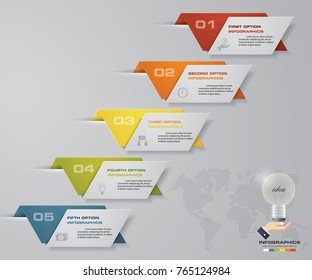 Abstract Infographics 5 steps banner design elements. 5 step layout template. EPS10.