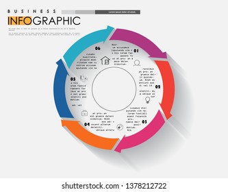 Abstract infographics 6 options template. Vector illustration