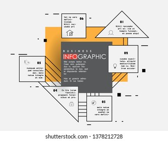 Abstract infographics 6 options template. Vector illustration