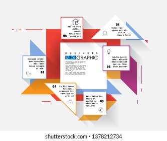 Abstract infographics 6 options template. Vector illustration