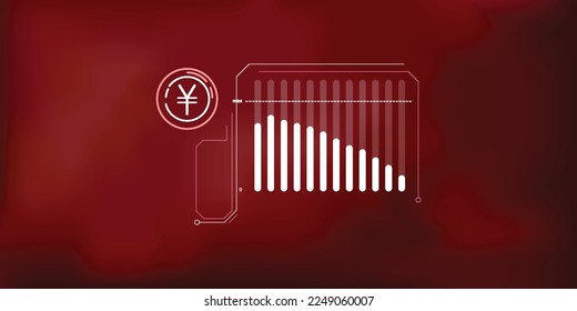 Infografías abstractas sobre la caída del precio del yen.