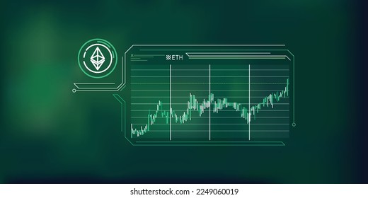 Abstract infographics about the growth of the Ethereum price.