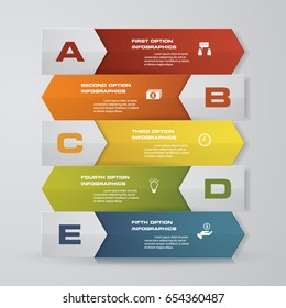 Abstract Infographics arrows banner design elements. 5 step layout template. EPS10.