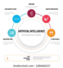 Abstract infographics of artificial intelligence template. High speed tube, capacity color barcode icons can be used for workflow layout, diagram, business step options, banner, web design.