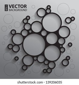 Abstract infographics background with black and white sketch circles and shadows. RGB EPS10 vector illustration