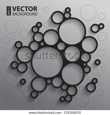 Abstract infographics background with black and white sketch circles and shadows. RGB EPS10 vector illustration
