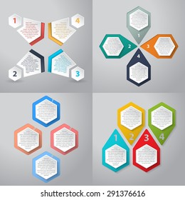 Abstract infographics background design with 4 option hexagon elements
