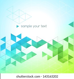 Abstract infographics background with green and blue geometric shapes