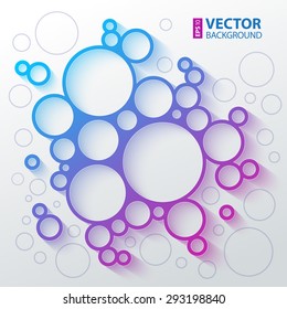 Abstract infographics blue and purple gradient circles meatball shape with colorful shadow on white background. RGB EPS10 vector illustration