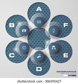 Abstract infographics business template. Vector Illustration. 6 steps order.