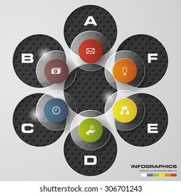 Abstract infographics business template. Vector Illustration. 6 steps order.