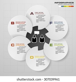 Abstract infographics business template. Vector Illustration. 6 steps order.