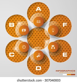 Abstract infographics business template. Vector Illustration. 6 steps order.