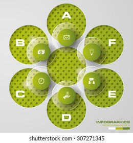 Abstract infographics business template. Vector Illustration. 6 steps order.