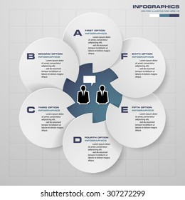 Abstract infographics business template. Vector Illustration. 6 steps order.
