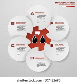 Abstract infographics business template. Vector Illustration. 6 steps order.