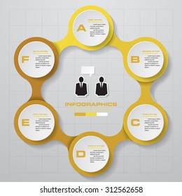 Abstract infographics business template. Vector Illustration. 6 steps order.