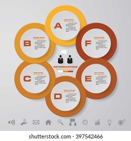 Abstract infographics business template. Vector Illustration. 6 steps order.