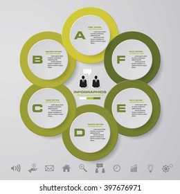 Abstract infographics business template. Vector Illustration. 6 steps order.
