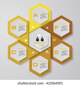 Abstrakte Infografik-Geschäftsvorlage. Vektorgrafik. 6 Stufen Reihenfolge.