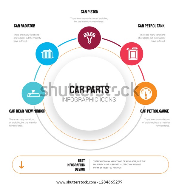 Abstract
infographics of car parts template. rear-view mirror, radiator,
piston, petrol tank icons can be used for workflow layout, diagram,
business step options, banner, web
design.