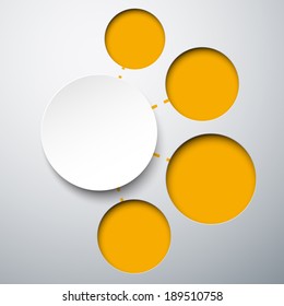 Abstract infographics composed of round paper stickers. Vector illustration.  