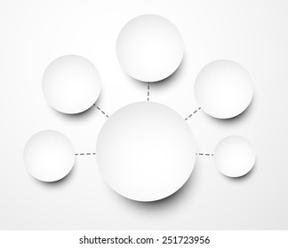 Abstract infographics composed of round paper notes. Vector illustration. 