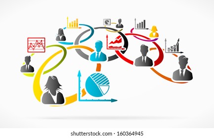 Abstract infographics concept with circles network grid 