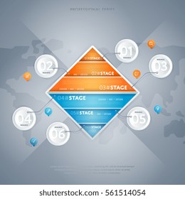 Abstract infographics concept set vector illustration. Data visualization, step process chart, product development stage, info diagram elements. Infographics analytics, bar and timeline elements.