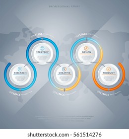 Abstract infographics concept set vector illustration. Data visualization, step process chart, product development stage, info diagram elements. Infographics analytics, bar and timeline elements.