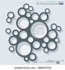 Abstract infographics design with circles and shadow on grey background. 