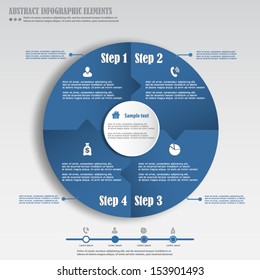 Abstract infographics design, four steps in blue circle