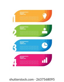 Abstract Infographics Design. Four Steps or Processes with Icons and Data