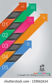 Abstract infographics design with paper numbered labels - vector illustration. This work - eps10 vector file, contain transparent elements and mesh gradients