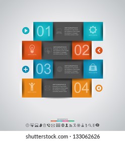 Diseño infográfico abstracto con etiquetas numeradas en papel - ilustración vectorial. Este trabajo - archivo vectorial eps10, contiene elementos transparentes y gradientes de malla.