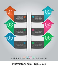 Abstract infographics design with paper numbered labels - vector illustration. This work - eps10 vector file, contain transparent elements and mesh gradients