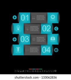 Abstract infographics design with paper numbered labels - vector illustration. This work - eps10 vector file, contain transparent elements and mesh gradients