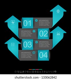 Diseño infográfico abstracto con etiquetas numeradas en papel - ilustración vectorial. Este trabajo - archivo vector eps10, contiene elementos transparentes y gradientes de malla