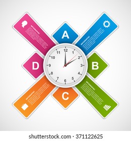 Abstract infographics design template from clock in the centre. Vector illustration. 