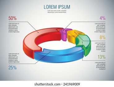 Abstract infographics elements in a circle on light background