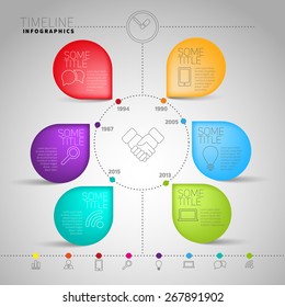 Abstract infographics elements in a circle with stickers, modern style vector illustration